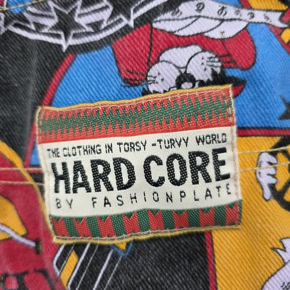 Vintage 90s Hard Core Purple Denim Jeans Cartoon Graphic Pockets 27x28 Y2K Retro